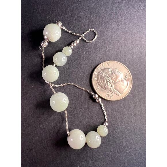 Burmese jade adjustable bolo sterling silver bracelet - Picture 4 of 15